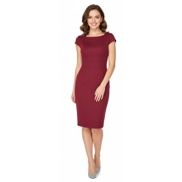 White House Black Market Dresses & Skirts - White House Black Market Sheath Dress Size 0 Burgundy Maroon Cap Sleeve EUC